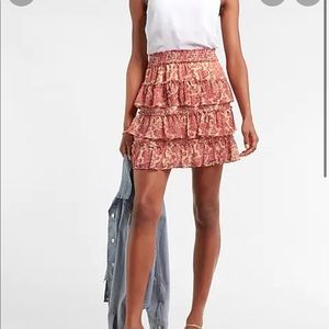 Express High Waisted Smocked Mini Skirt